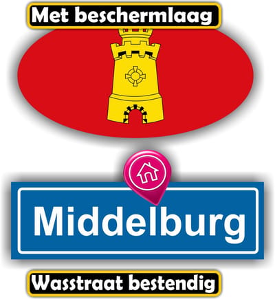 Jerma - Middelburg - Vlag - Stickers -Set 2 st - ovaal 13x7 - tekst 13 x 6 cm - Zelfklevend - Vinyl