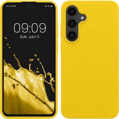 kwmobile telefoonhoesje geschikt voor Samsung Galaxy S25 FE - Hoesje met siliconen coating - Smartphone case in stralend geel