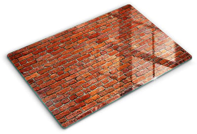 Wallfluent Glazen Snijplanken - Bakstenen muur Snijplanken Glas - 80 cm x 52 cm - Rood Snijplanken van Glas - Glazen Hakplank - Decoratieve Glazen Snijplank - Glazen Snijplank met Antislip