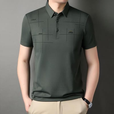 T-shirt met korte mouwen Heren Revers Sneldrogend Dun Ademend Zomer Papa's Zakelijke T-shirt Poloshirt XXXXL gray