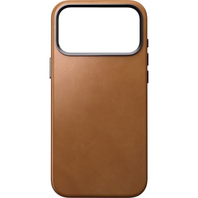 Nomad Traditional Lederen Hoesje iPhone 17 Pro Max – Compatibel met MagSafe – Verhoogde Aluminium Cameraring – Gemaakt met 50% Gerecycled Polycarbonaat - Bruin
