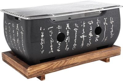 Allecto Plus - Japanse Stijl BBQ Grill XL voor Camping - Draagbare Houtskoolbarbecue met Tafelblad - Rechthoekige Grill met Basis voor Japanse Tafelbarbecue Benodigdheden - Barbecueën.