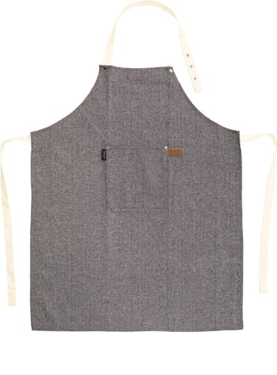 Tiseco Home Studio - Keukenschort SHERLOCK FISHBONE - 50 % polyester-50% katoen - Verstelbaar aan de nek, ruime voorzak, ophanglus - 68x85 cm - zwart/wit