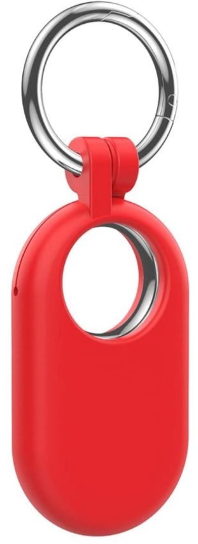 Hoesje geschikt voor Samsung SmartTag 2 - Tag sleutelhanger - Siliconen case - SmartTag protector - Hanger - Spullen kwijtraken - Rood - Jonyx