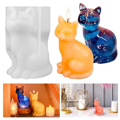 Silicone Kaarsvorm Kat Dierenvorm Gieten voor Kaarsen en Hars
