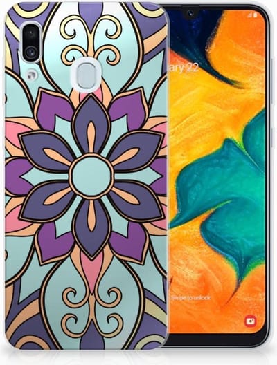 Samsung Galaxy A30 TPU Case Purple Flower