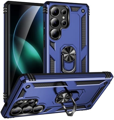 Coverup Hoesje - Geschikt voor Samsung Galaxy S25 Ultra Hoesje - Coverup Ring Kickstand Back Cover - Blauw