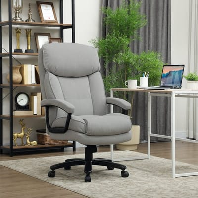 MODFU Bureaustoel - Ergonomisch En Verstelbaar - Hoge Rug - Kantoor - Polyester - Lichtgrijs - 68,5 X 79 X 117-125 Cm