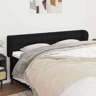 vidaXL - Hoofdbord - met - randen - 163x23x78/88 - cm - stof - zwart