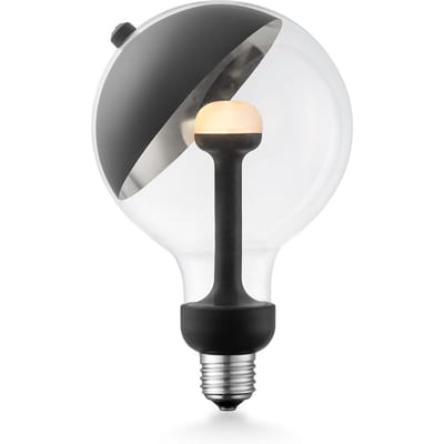 Design LED Lichtbron Move Me - Zwart/Zilver - G120 Sphere LED lamp - 12/12/18.6cm - Met verstelbare diffuser via magneet - geschikt voor E27 fitting - Dimbaar - 5W 400lm 2700K - warm wit licht