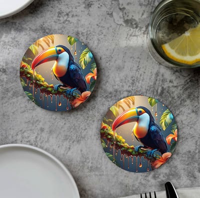 GR onderzetters voor glazen - Tropical Toucan dripping - Vinyl - 6st