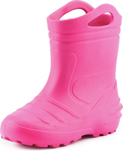 Ladeheid LA-KL-051 Kinder Regenlaarzen - Rubber - met Binnenschoen en Grepen - Waterdicht - EVA - Wasbare Binnenschoen – Roze – 24