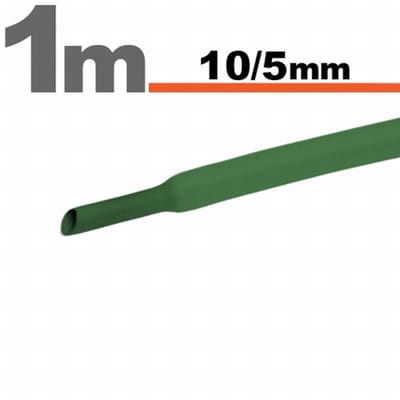 10× 1 Meter Krimpkous Groen 10 / 5 mm – 10 Stukken Van 1 Meter – Warmtekrimpbuis Voor Isolatie En Kabelbescherming – Geschikt Voor Elektrische Installaties En Reparaties [11023Z]