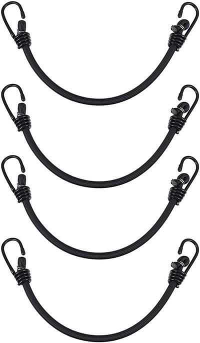 Set van 4 Elastische Straps met Haken, Ideaal voor Fietsen, Kamperen en Bagage, Duurzaam en Scheurvast Bungee Koord