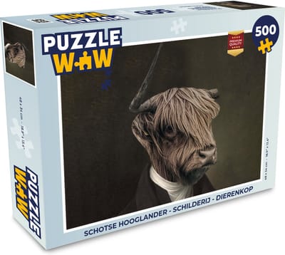 Puzzel Schotse hooglander - Schilderij - Dierenkop - Legpuzzel - Puzzel 500 stukjes