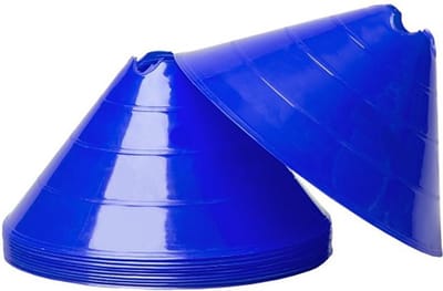 Trainingshoedjes 10 stuks - Grote markeerschijven - 15 cm hoogte - Ciclón Sports markeringspionnen - Blauw