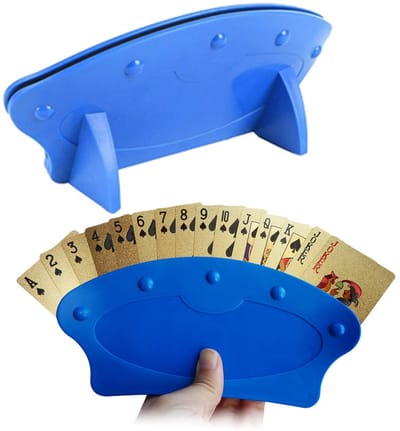 Dailygoods- Kaartspelhouder Set van 2 - Houten Speelkaarthouder - Elegante Speelkaarthouder - Gebogen Design - Handsfree Kaartspel - Ideaal voor Kinderen en Senioren