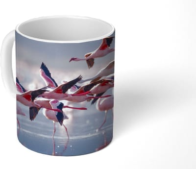 Mok - Koffiemok - Flamingo - Vogel - Water - Roze - Mokken - 350 ML - Beker - Koffiemokken - Theemok