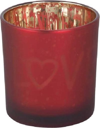 Cosy @ Home Theelichthouder Love Gold Rood D7xh8cm G