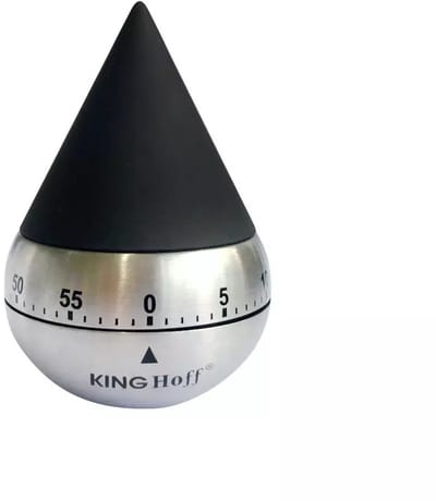 Kinghoff Mechanische Keukenweker - RVS Staal, 60 Minuten Timer, Ø62 x 92 mm - Stijlvol en Duurzaam Keukenaccessoire - Kookwekker