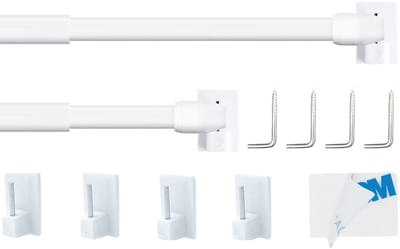 Dailygoods- Gordijnstangen Verstelbaar - 2 x Uitbreidbaar - Antidrilling - PVC - Zelfklevend - Maximale belasting 1200 g - Spannerstangen