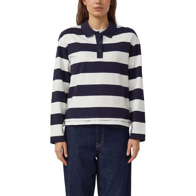 Gestreepte sweatshirt met polokraag en verlengd achterpand dames s.Oliver