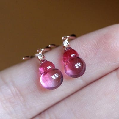 Driedimensionaal ontwerp diamantroze driedimensionale kalebas oorbellen lichte luxe kunst romantische dames sieraden gray