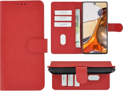 Hoesje Geschikt voor Xiaomi MI 11T Pro - Book Case Wallet Rood Cover