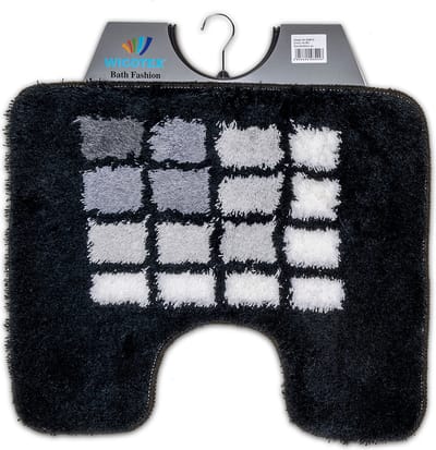Wicotex - Toiletmat Zwart met Witte blokjes - Antislip onderkant - WC mat met uitsparing - Afmeting 50x60cm