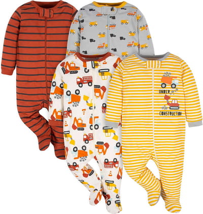 Babypakjes 4 stuks voor Jongens - Onesie Voetjes Mouw Katoen Maat 0-3 Maanden