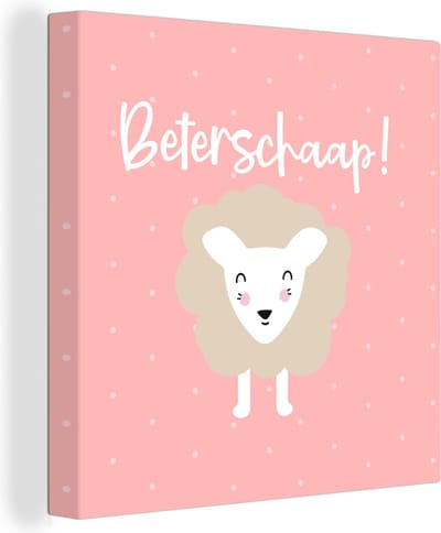 Canvas Schilderij Beterschap - Quotes - Schaap - 20x20 cm - Wanddecoratie