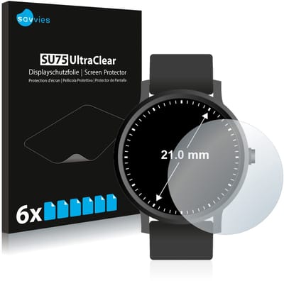Savvies - Screenprotector voor Horloges (Rond, ø: 21 mm) - Folie Beschermfolie transparant 6 Stuks