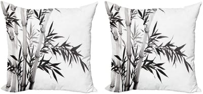 ABAKUHAUS Kussenhoes Set 2x50x50 cm – Dubbelzijdig bedrukt – Microvezel Donkergrijs-Wit