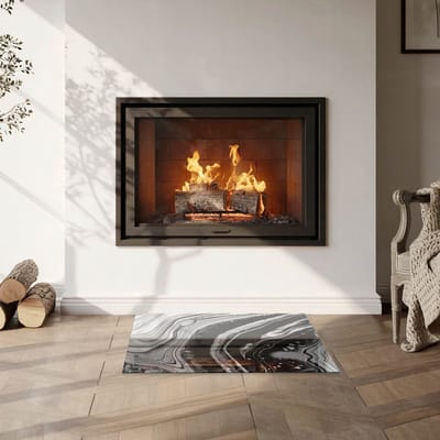 Coloray Vloerplaat Houtkachel - Plaat voor Onder Houtkachel - 60 cm x 40 cm - Open Haard Accessoires - Zwart en wit Vloerplaat Kachel - Vloerplaat Voor Kachel - Plaat onder Houtkachel - Kachel Onderplaat - Plaat Kachel