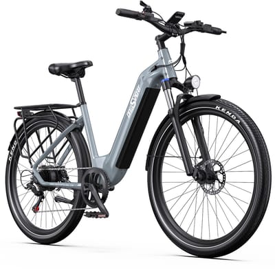 Onesprot Elektrische Stadsfiets 27,5 inch – Uitneembare 655Wh Accu – Tot 120 km Bereik – Shimano 7-Speed – Hydraulische Remmen – Grijs