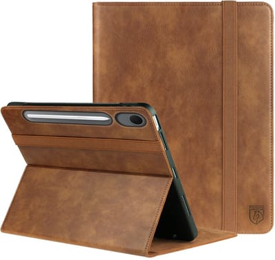 Rosso Element Hoes Geschikt voor Samsung Galaxy Tab S10 Lite | Book Case | Volledige bescherming | Elastische band | Sleep/Wake functie | Met Penhouder | Verstelbare standaard | Bruin