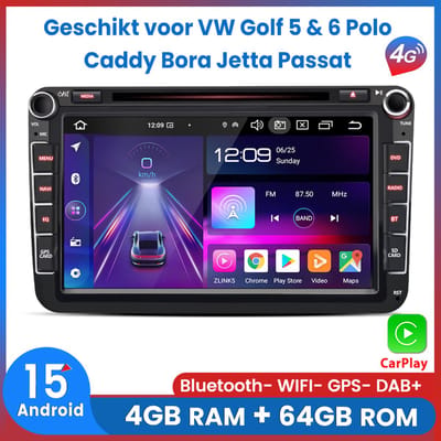 Awesafe Autoradio - 4GB+64GB - Geschikt Voor VW volkswagen Golf 5 & 6 Polo Caddy Bora Jetta Transporter T5 Touran Passat Scirocco - 8-Core processor - Draadloos Apple Carplay & Android Auto - 4G WIFI GPS Navigatie - CD DVD Player - 8 Inch Touchscreen