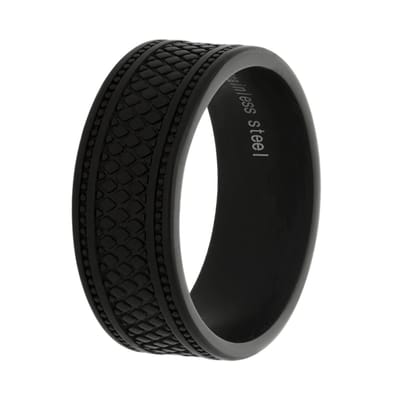 Lucardi Heren Ring reptiel zwart - Ring - Vaderdag Cadeautje - Staal