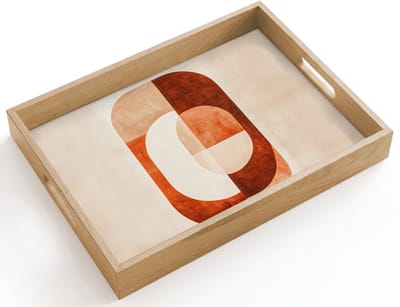 Dienblad hout 40x30 cm - Schootdienblad - Illustratie - Abstract - Vormen - Rood - Borrelplank rechthoek - Plateau dienbladen