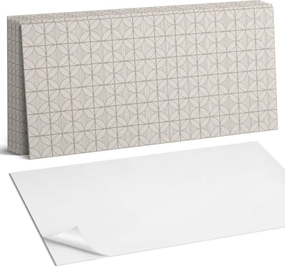 Coloray Plaktegels - Geometrisch patroon met cirkels Wandtegel Zelfklevend - 60 cm x 30 cm - Beige Plaktegels - 6 stuks - Rechthoek PVC Tegels - Plaktegels Keuken - Zelfklevende Vloertegels Badkamer - Vinyltegels Vloer Zelfklevend - Portugese Tegels