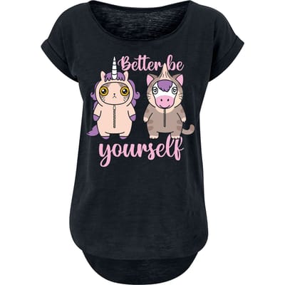 Tierisch - Eenhoorn T-shirt - Unicorn - Cat - Better Be Yourself - S tot 3XL - voor Vrouwen - zwart