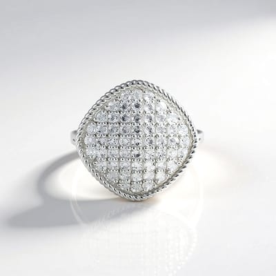 Cavill - Zilveren ring 925 sterling zilver platina - 1,643 ct witte topaas - 53 geslepen stenen - Elegante glanzende ring met prong zetting