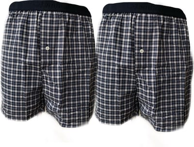 Embrator 2-stuks mannen Boxershorts geweven katoen donkerblauw/wit maat XXL