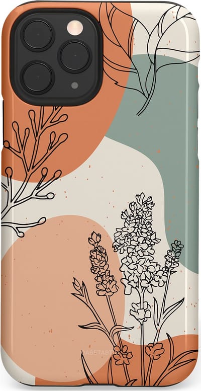 Casetastic hoesje geschikt voor Apple iPhone 11 Pro - Dubbellaagse bescherming - Lijnenspel Natuur - Fashion Case - Zand Saliegroen Terracotta