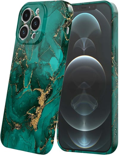 Smartphonica Telefoonhoesje Geschikt voor iPhone 12 Pro Max met Groen Marmer Opdruk - Flexibel Softcase TPU - Backcover Case Green Gold Marble Design geschikt voor iPhone 12 Pro Max