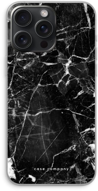 Case Company® - Hoesje geschikt voor iPhone 15 Pro Max hoesje - Zwart Marmer - Soft Cover Telefoonhoesje - Bescherming aan alle Kanten en Schermrand