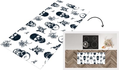 Keukenloper - Loper keuken - Tiener - Skull - Rozen - Patroon - 120x50 cm - Keukenloper vinyl