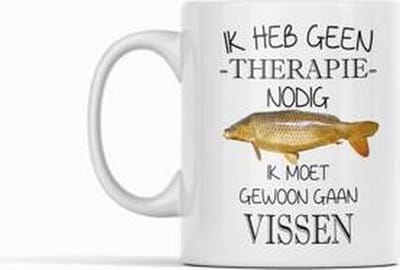 Passie voor stickers Witte koffie mok / beker met tekst: Ik heb geen therapie nodig ik moet gewoon gaan vissen