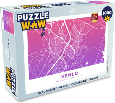 Puzzel Stadskaart - Venlo - Nederland - Paars - Legpuzzel - Puzzel 1000 stukjes volwassenen - Plattegrond