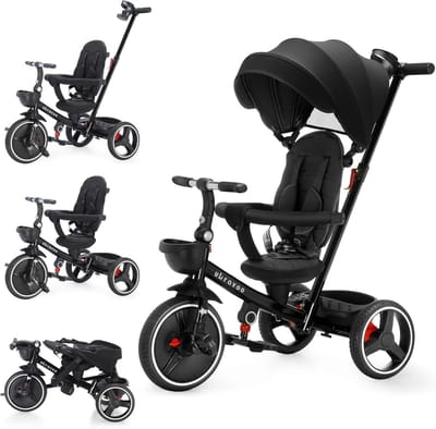 NordHaus Kinderdriewieler - Kinderwagen - Driewielfiets - 5-in-1 ontwerp - Zwart voor kinderen van 1-5 jaar